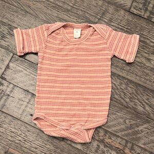 Kate Quinn Rose Pink Striped Ribbed One-Piece Bodysuit